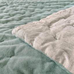 Duck Egg Blue Velvet Quilted Bedspread - thumbnail 3