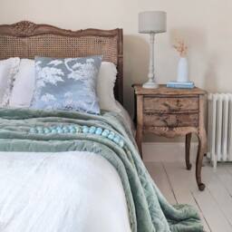 Duck Egg Blue Velvet Quilted Bedspread - thumbnail 5