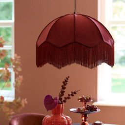 Fringed Berry Red Velvet Pendant Light, Medium - thumbnail 3