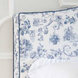 French Toile Blue Upholstered Bed (Double Bed) - thumbnail 2