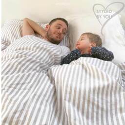 Petit Breton Stripe Bed Linen Set in Sand (Superking Set) - thumbnail 4