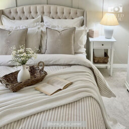 Petit Breton Stripe Bed Linen Set in Sand (Superking Set) - thumbnail 4