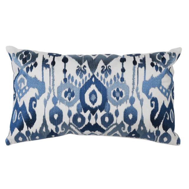 Ikat Embroidered Blue Cushion - image 1