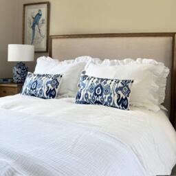 Ikat Embroidered Blue Cushion - thumbnail 5