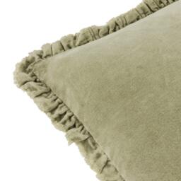 Lara Ruffled Velvet Cushion in Sage - thumbnail 2