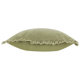 Lara Ruffled Velvet Cushion in Sage - thumbnail 4