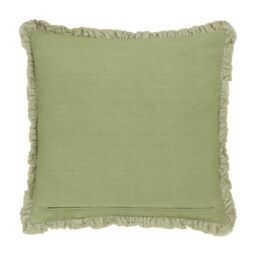 Lara Ruffled Velvet Cushion in Sage - thumbnail 3