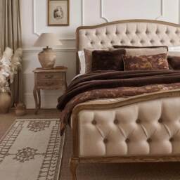 French Romance Oatmeal Upholstered Bed (King Size Bed) - thumbnail 2