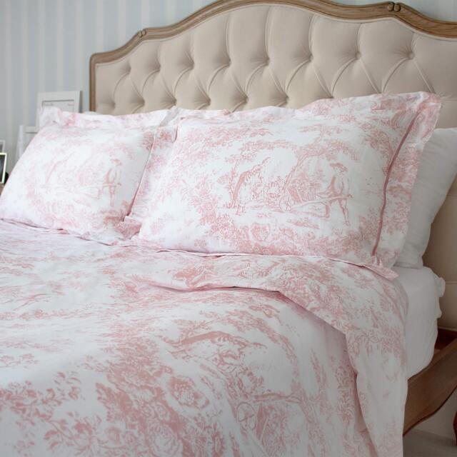 Country Toile Pink Bed Linen (Pair of Pillowcases)