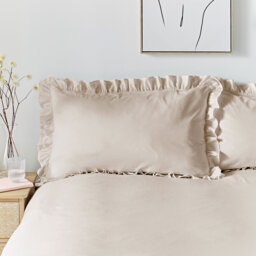 Romance Ruffle Cotton Bed Linen Set in Oatmeal (King Set) - thumbnail 2