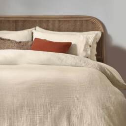Morning Lark Oatmeal Crinkle Bed Linen Set (Double Set) - thumbnail 2