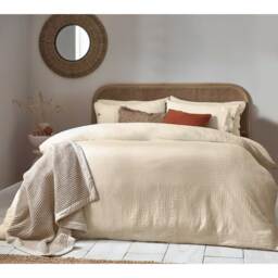 Morning Lark Oatmeal Crinkle Bed Linen Set (Double Set) - thumbnail 3