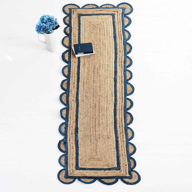Sundar Scallop Blue Jute Runner - image 1
