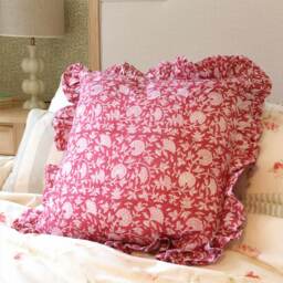 Berry Handblock Ruffle Cushion - thumbnail 3