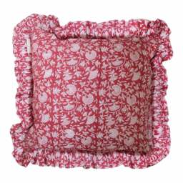 Berry Handblock Ruffle Cushion - thumbnail 1