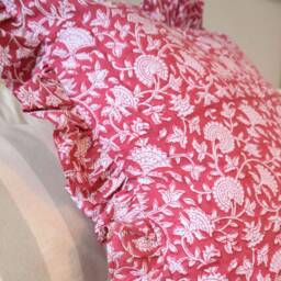 Berry Handblock Ruffle Cushion - thumbnail 5