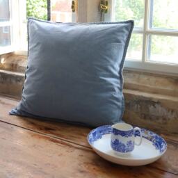 Mélange Velvet Cushion in Cornflower - thumbnail 2