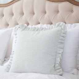 Sea Mist Stripe Ruffle Cushion - thumbnail 3