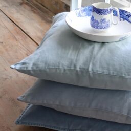 Mélange Linen Cushion in Cornflower - thumbnail 4