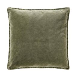 Mélange Velvet Cushion in Olive - thumbnail 1
