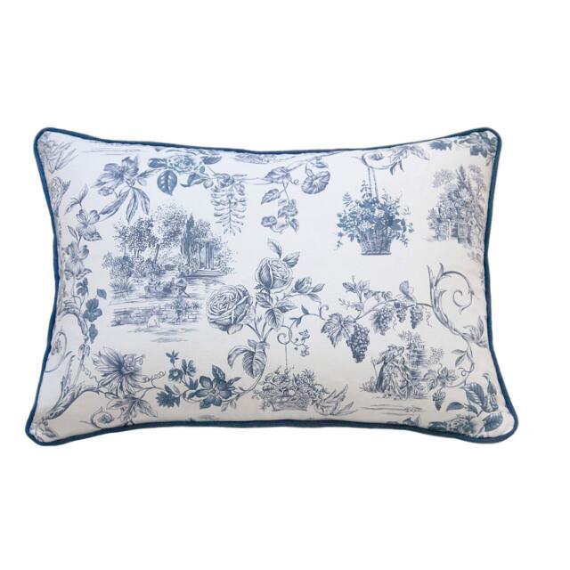 French Toile Blue Cushion (Grande) - image 1