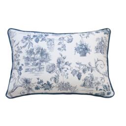 French Toile Blue Cushion (Grande) - thumbnail 1