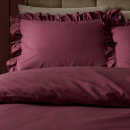 Romance Ruffle Bed Linen Set in Berry Red (Superking Set) - thumbnail 2