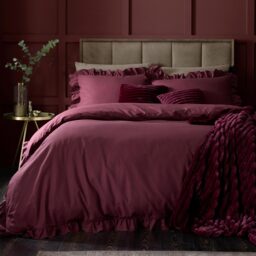 Romance Ruffle Bed Linen Set in Berry Red (Superking Set) - thumbnail 5