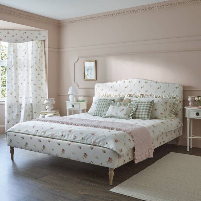 Nostalgic Rose Ruffle Upholstered Bed (Super King Size Bed) - image 1