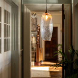 Henley Curve Fluted Glass Pendant Light - thumbnail 1