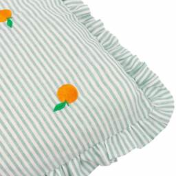 Embroidered Oranges Stripe Vegan Cushion - thumbnail 2
