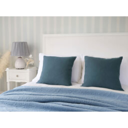 Mélange Linen Cushion in Blue - thumbnail 4