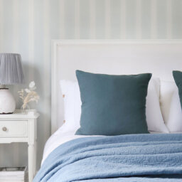 Mélange Linen Cushion in Blue - thumbnail 2