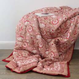 Summer Roses Block Print Cotton Bedspread - thumbnail 4