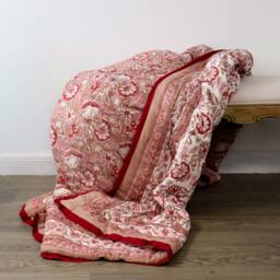 Summer Roses Block Print Cotton Bedspread - thumbnail 5