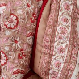Summer Roses Block Print Cotton Bedspread - thumbnail 2
