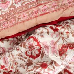 Summer Roses Block Print Cotton Bedspread - thumbnail 3