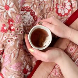 Summer Roses Block Print Cotton Bedspread - thumbnail 1