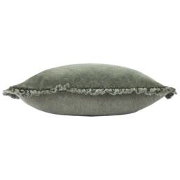 Lara Ruffled Velvet Cushion in Moss Green - thumbnail 4