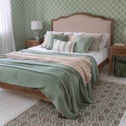 Green Trellis Block Printed Rug - thumbnail 3