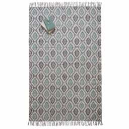 Green Trellis Block Printed Rug - thumbnail 2