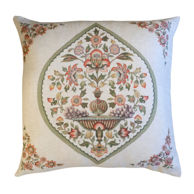 Trellis Buta Linen Cushion - image 1