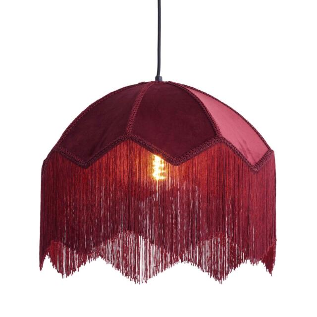 Fringed Berry Red Velvet Pendant Light, Small - image 1