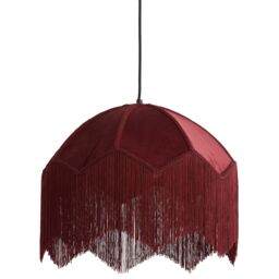 Fringed Berry Red Velvet Pendant Light, Small - thumbnail 2