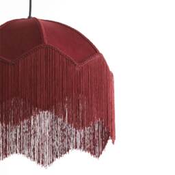 Fringed Berry Red Velvet Pendant Light, Small - thumbnail 4