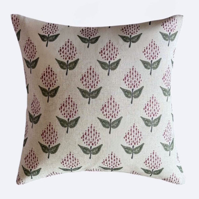 Handblock Floral Cushion - image 1