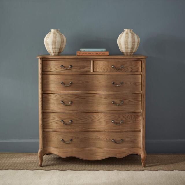 Love Story Curved 6-Drawer Oak Chest of Drawers - image 1