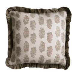 Harvest Handblock Ruffle Velvet Cushion - thumbnail 3