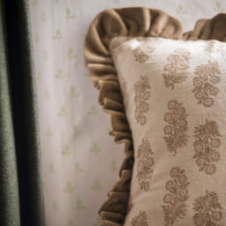 Harvest Handblock Ruffle Velvet Cushion - thumbnail 4