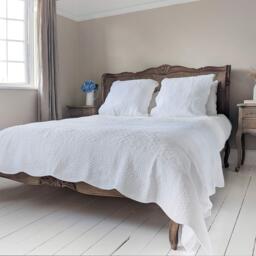 French White Cotton Quilted Bedspread & Pillow Sham Set